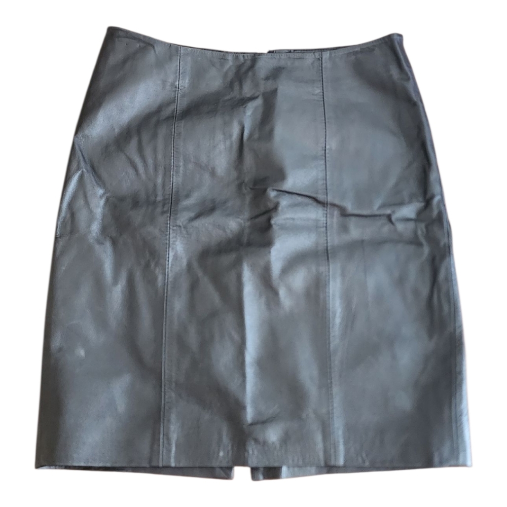 Nordstrom Q40‎ Genuine Black Leather Skirt Sz M